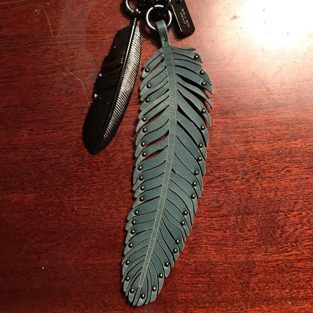 Coach Leather & Metal Feather Bag Charm/Key Chain